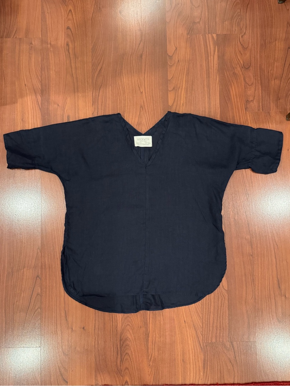 Hackwith Design House Emilie Navy V-Neck Linen Tunic One Size
